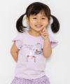 ベビー服 女の子 ベビーサイズ綿100％ドレッサー＆猫プリントフリルつきTシャツ パープル(91) モデル画像アップ