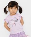 ベビー服 女の子 ベビーサイズ綿100％ドレッサー＆猫プリントフリルつきTシャツ パープル(91) モデル画像1