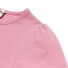 子供服 女の子 綿100％スワンプリントチュールお花モチーフ付きTシャツ ピンク(02) デザインポイント2