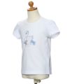 子供服 女の子 綿100％スワンプリントチュールお花モチーフ付きTシャツ オフホワイト(11) トルソー斜め
