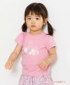 ベビー服 女の子 ベビーサイズスワンプリント＆チュールお花モチーフつきTシャツ ピンク(02) モデル画像1