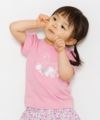 ベビー服 女の子 ベビーサイズスワンプリント＆チュールお花モチーフつきTシャツ ピンク(02) モデル画像3