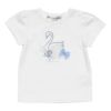 ベビー服 女の子 ベビーサイズスワンプリント＆チュールお花モチーフつきTシャツ オフホワイト(11) 正面