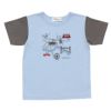 子供服 男の子 綿100％乗り物シリーズロンドンバスモチーフプリントTシャツ ブルー(61) 正面