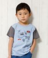 子供服 男の子 綿100％乗り物シリーズロンドンバスモチーフプリントTシャツ ブルー(61) モデル画像アップ