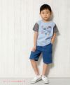 子供服 男の子 綿100％乗り物シリーズロンドンバスモチーフプリントTシャツ ブルー(61) モデル画像全身
