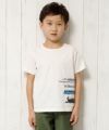 子供服 男の子 綿100％乗り物シリーズ電車プリントTシャツ アイボリー(12) モデル画像アップ