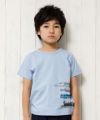 子供服 男の子 綿100％乗り物シリーズ電車プリントTシャツ ブルー(61) モデル画像アップ