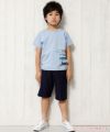 子供服 男の子 綿100％乗り物シリーズ電車プリントTシャツ ブルー(61) モデル画像全身
