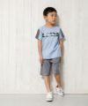 子供服 男の子 綿100％迷彩柄＆ロゴプリントTシャツ ブルー(61) モデル画像2