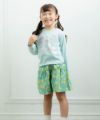 子供服 女の子 日本製花柄リボン付きキュロットパンツ エメラルドグリーン(81) モデル画像4