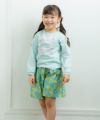 子供服 女の子 日本製花柄リボン付きキュロットパンツ エメラルドグリーン(81) モデル画像5