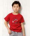 子供服 男の子 綿100％楽器シリーズギター＆ドラムモチーフプリントTシャツ レッド(03) モデル画像アップ