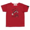 ベビー服 男の子 ベビーサイズ綿100％楽器シリーズギター＆ドラムモチーフプリントTシャツ レッド(03) 正面
