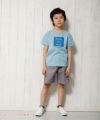 子供服 男の子 綿100％メッセージロゴプリントTシャツ ブルー(61) モデル画像全身