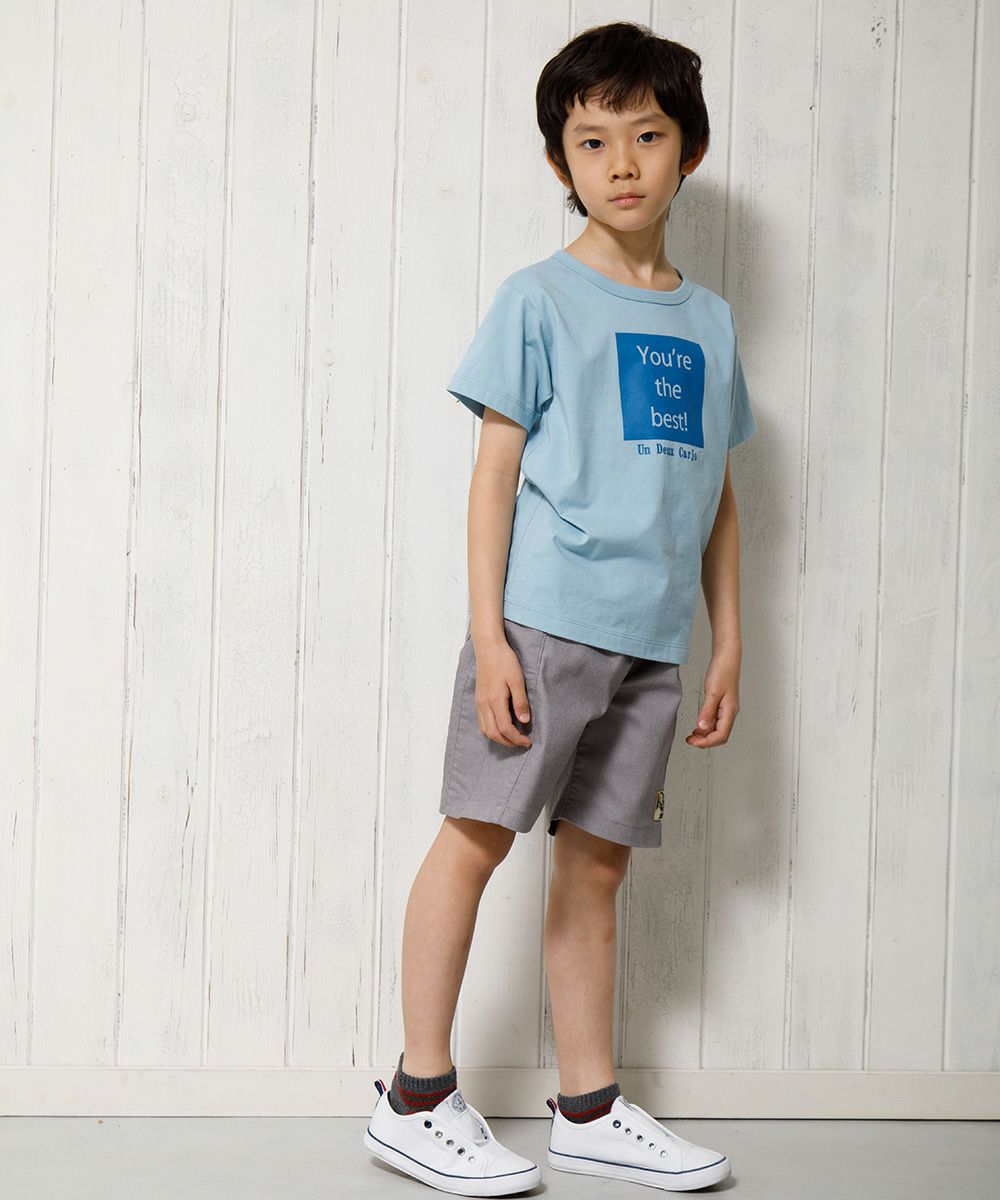 子供服 男の子 綿100％メッセージロゴプリントTシャツ ブルー(61) モデル画像2