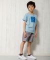 子供服 男の子 綿100％メッセージロゴプリントTシャツ ブルー(61) モデル画像2