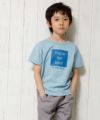 子供服 男の子 綿100％メッセージロゴプリントTシャツ ブルー(61) モデル画像3