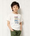子供服 男の子 綿100％乗り物シリーズ車プリントTシャツ アイボリー(12) モデル画像アップ