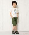 子供服 男の子 綿100％乗り物シリーズ車プリントTシャツ アイボリー(12) モデル画像全身