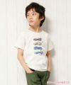 子供服 男の子 綿100％乗り物シリーズ車プリントTシャツ アイボリー(12) モデル画像1