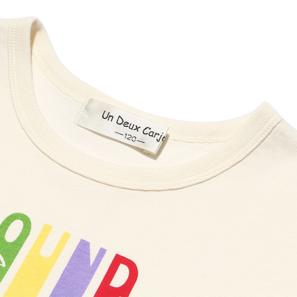 子供服 男の子 楽器シリーズ綿100％ロゴプリントTシャツ アイボリー(12) デザインポイント2