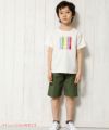 子供服 男の子 楽器シリーズ綿100％ロゴプリントTシャツ アイボリー(12) モデル画像全身