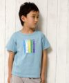 子供服 男の子 楽器シリーズ綿100％ロゴプリントTシャツ ブルー(61) モデル画像アップ