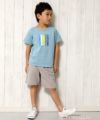 子供服 男の子 楽器シリーズ綿100％ロゴプリントTシャツ ブルー(61) モデル画像全身