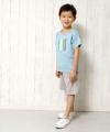 子供服 男の子 楽器シリーズ綿100％ロゴプリントTシャツ ブルー(61) モデル画像2