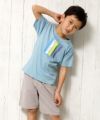 子供服 男の子 楽器シリーズ綿100％ロゴプリントTシャツ ブルー(61) モデル画像3
