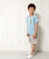 子供服 男の子 楽器シリーズ綿100％ロゴプリントTシャツ ブルー(61) モデル画像4