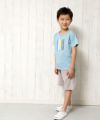 子供服 男の子 楽器シリーズ綿100％ロゴプリントTシャツ ブルー(61) モデル画像4