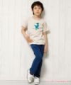 子供服 男の子 綿100％恐竜＆スケボープリント動物シリーズTシャツ ベージュ(51) モデル画像全身