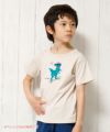 子供服 男の子 綿100％恐竜＆スケボープリント動物シリーズTシャツ ベージュ(51) モデル画像1