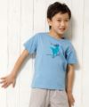 子供服 男の子 綿100％恐竜＆スケボープリント動物シリーズTシャツ ブルー(61) モデル画像アップ