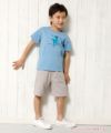子供服 男の子 綿100％恐竜＆スケボープリント動物シリーズTシャツ ブルー(61) モデル画像全身