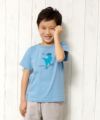 子供服 男の子 綿100％恐竜＆スケボープリント動物シリーズTシャツ ブルー(61) モデル画像3