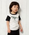 ベビー服 男の子 ベビーサイズ綿100％迷彩柄恐竜プリント動物シリーズTシャツ アイボリー(12) モデル画像アップ