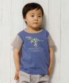 ベビー服 男の子 ベビーサイズ綿100％迷彩柄恐竜プリント動物シリーズTシャツ パープル(91) モデル画像アップ