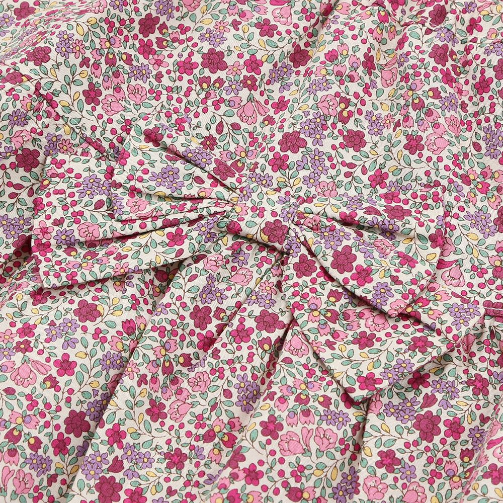 子供服 女の子 綿100％花柄リボ付きギャザースカート ピンク(02) デザインポイント1