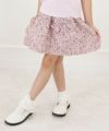 子供服 女の子 綿100％花柄リボ付きギャザースカート ピンク(02) モデル画像アップ