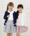 子供服 女の子 綿100％花柄リボ付きギャザースカート ブルー(61) モデル画像1