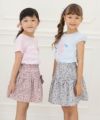 子供服 女の子 綿100％花柄リボ付きギャザースカート ブルー(61) モデル画像3