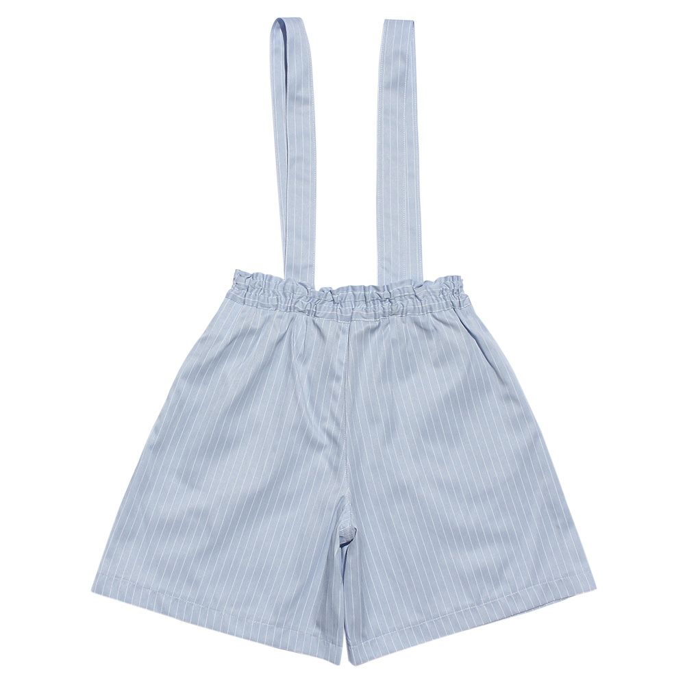 子供服 女の子 サスペンダー付きストライプ柄キュロットパンツ ブルー(61) 背面