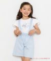 子供服 女の子 サスペンダー付きストライプ柄キュロットパンツ ブルー(61) モデル画像1