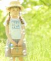 子供服 女の子 綿100％リボン＆音符刺繍キュロットパンツ パープル(91) モデル画像