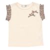 子供服 女の子 綿100％花柄リボンつき袖プリーツデザインTシャツ ピンク(02) 正面