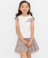 子供服 女の子 綿100％花柄リボンつき袖プリーツデザインTシャツ ピンク(02) モデル画像3