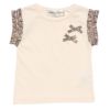 ベビー服 女の子 ベビーサイズ綿100％花柄リボンつき袖プリーツデザインTシャツ ピンク(02) 正面
